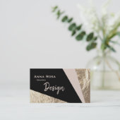 幾何学的な*~*のAbstractGoldホイルの赤面のピンク 名刺 (スタンド正面)