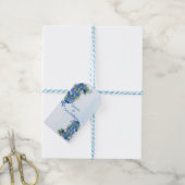 幾何学的な ゴールド ネイビーブルーの花のギフトタグ ギフトタグ (より糸付き)