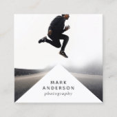 幾何学的な|モダンでミニマルな三角形の写真撮影 スクエア名刺 (正面)