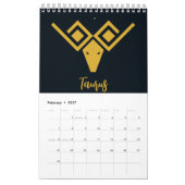 幾何学的な〔占星術の〕十二宮図カレンダー カレンダー (2月 2027)