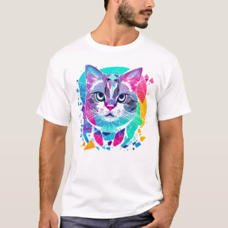 幾何学的なcat抽象芸術catカラフル tシャツ