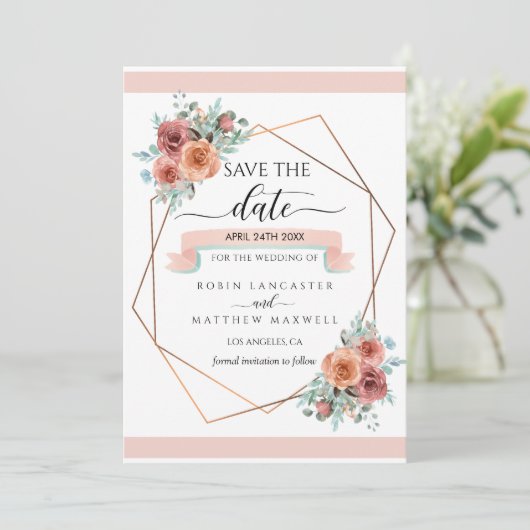 幾何学的なEtherealフローラ、日付カードの保存 案内状 (スタンド正面)