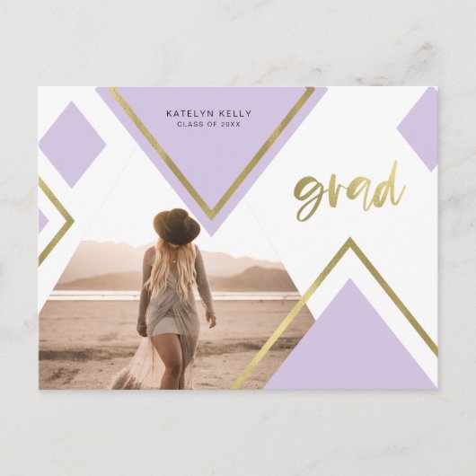 幾何学的なGlam写真卒業のお知らせ 案内ポストカード (正面)