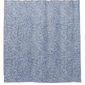 幾何学的なItajime Shiboriの青い点検の織物の一見 シャワーカーテン (正面)