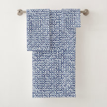 幾何学的なItajime Shiboriの青い点検の織物の一見