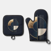 幾何学的なOrb:コントラストの勉強 鍋つかみ&鍋敷きセット (正面)