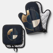 幾何学的なOrb:コントラストの勉強 鍋つかみ&鍋敷きセット (正面/裏面)