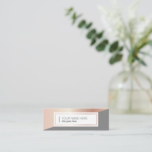 幾何学的なRosegoldの灰色の小型名刺 スキニー名刺 (スタンド正面)