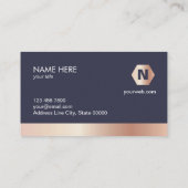 幾何学的なRosegold海軍名刺 名刺 (裏面)