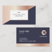 幾何学的なRosegold海軍名刺 名刺 (正面/裏面)