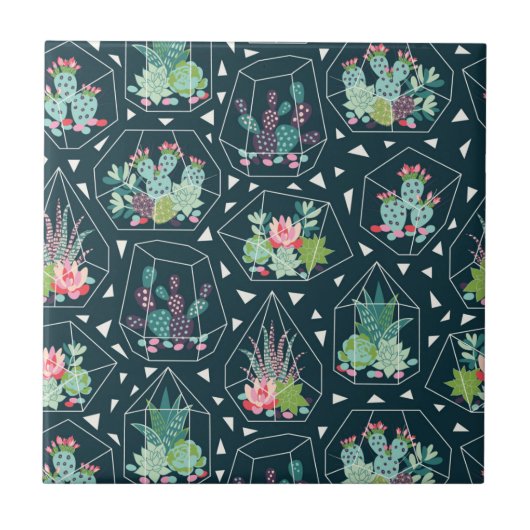幾何学的なSucculentsパターン タイル (正面)