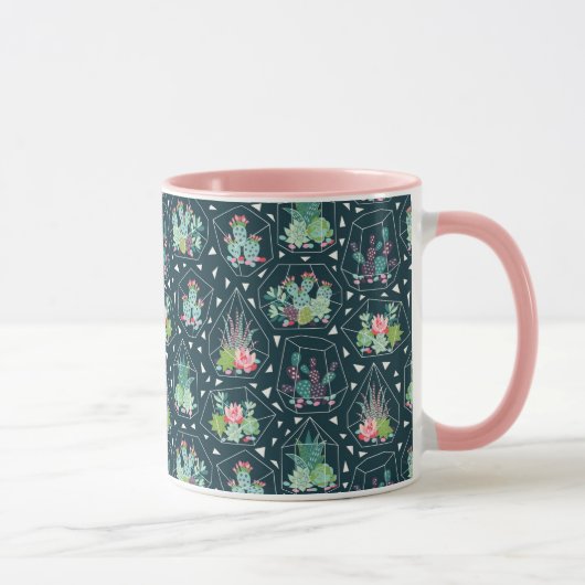 幾何学的なSucculentsパターン マグカップ (右)