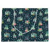 幾何学的なSucculentsパターン ラージペーパーバッグ (正面)