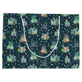 幾何学的なSucculentsパターン ラージペーパーバッグ (裏面)