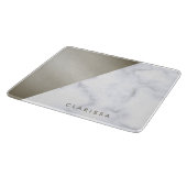 幾何学的に白い大理石ブラッシエレガントングされたニッケル カッティングボード (角)