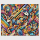 幾何学的に表現されたモダン動物 ラッピングペーパー (フラット)