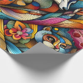 幾何学的に表現されたモダン動物 ラッピングペーパー (角)