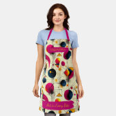 幾何学的はっきりしたスプラッシュエプロン名前をカスタムする付き エプロン (着用した状態)