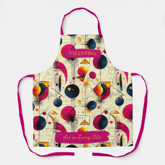 幾何学的はっきりしたスプラッシュエプロン名前をカスタムする付き エプロン (正面)