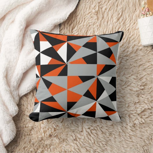 幾何学的はっきりしたレトロオファンキーレンジ白黒 クッション (ブランケット)