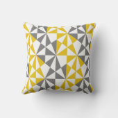 幾何学的はっきりしたレトロファンキーマスタードイエローグレイ クッション (裏面)
