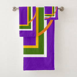 幾何学的はっきりした鮮やかな紫色の黄色の緑のオレンジ バスタオルセット