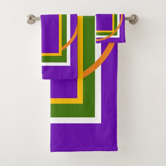 幾何学的はっきりした鮮やかな紫色の黄色の緑のオレンジ バスタオルセット (インサイチュ)