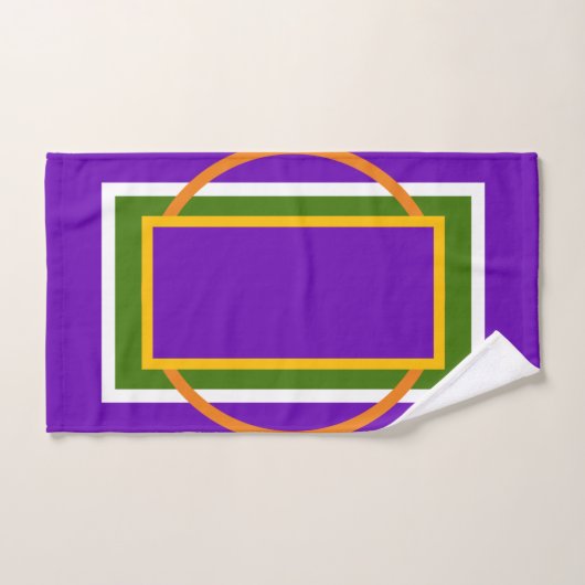 幾何学的はっきりした鮮やかな紫色の黄色の緑のオレンジ バスタオルセット (ハンドタオル)