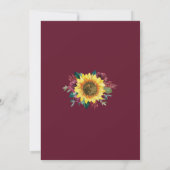 幾何学的ひまわりバーガンディフローラ結婚バラ 招待状 (裏面)