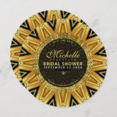 幾何学的ひまわりブライダルシャワー円招待状 招待状 (正面/裏面)