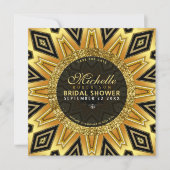 幾何学的ひまわりブライダルシャワー円招待状 招待状 (正面)