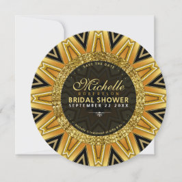 幾何学的ひまわりブライダルシャワー円招待状 招待状