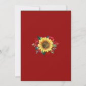 幾何学的ひまわり赤いバラのフローラ結婚ズ 招待状 (裏面)