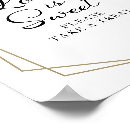 幾何学的ほこりっぽい青いフローラ愛は甘いサイン ポスター (角)