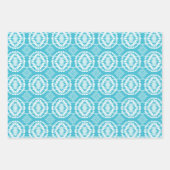 幾何学的ろうけつ染めタイダイ – ブルー品種パック ラッピングペーパーシート (正面2)