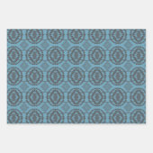 幾何学的ろうけつ染めタイダイ – ブルー品種パック ラッピングペーパーシート (正面)