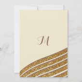 幾何学的アイボリー茶色金ゴールドグリッター卒業 招待状 (裏面)