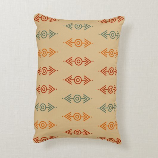 幾何学的アステカブルーとオレンジの部族の南西 アクセントクッション (裏面(縦))