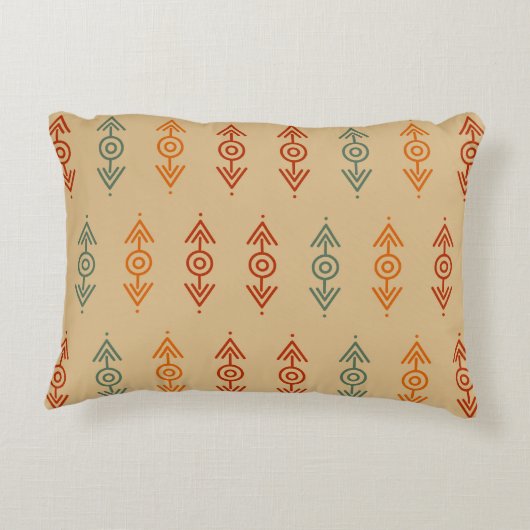 幾何学的アステカブルーとオレンジの部族の南西 アクセントクッション (裏面)