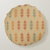 幾何学的アステカブルーとオレンジの部族の南西 ラウンドクッション (裏面)