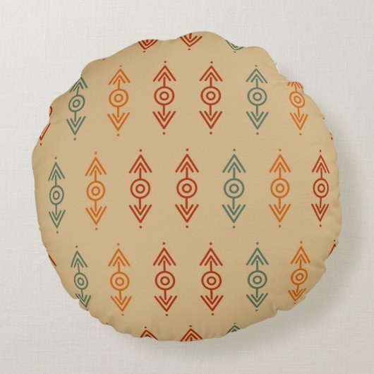 幾何学的アステカブルーとオレンジの部族の南西 ラウンドクッション (裏面)