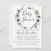 幾何学的アネモネユーカリ赤ちゃんシャワー 招待状 (正面)
