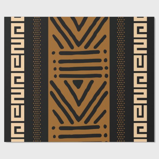 幾何学的アフリカの泥の布の部族のギフトラップのラップ ラッピングペーパー (フラット)