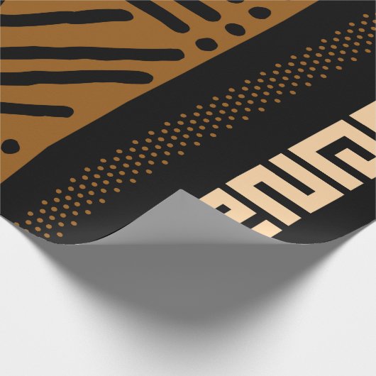 幾何学的アフリカの泥の布の部族のギフトラップのラップ ラッピングペーパー (角)