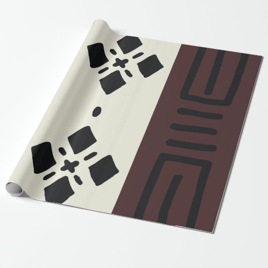 幾何学的アフリカの泥の布の部族のギフトラップ ラッピングペーパー (アンロールド)
