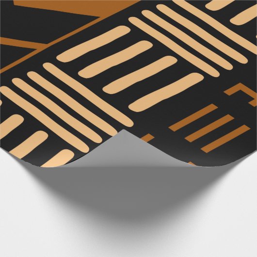 幾何学的アフリカの泥の布の部族のギフトラップ ラッピングペーパー (角)