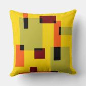 幾何学的アブストラクションミントオレンジブラックレッドイエロー クッション (裏面)