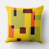 幾何学的アブストラクションミントオレンジブラックレッドイエロー クッション (正面)