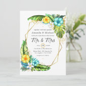 幾何学的アロハトロピカルサマービーチ結婚式 招待状 (スタンド正面)