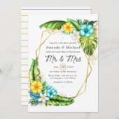 幾何学的アロハトロピカルサマービーチ結婚式 招待状 (正面/裏面)